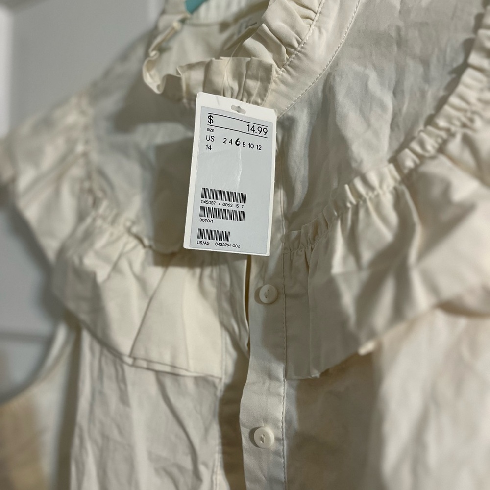 H&M Women's Ruffled White Top - Picture 3 of 5